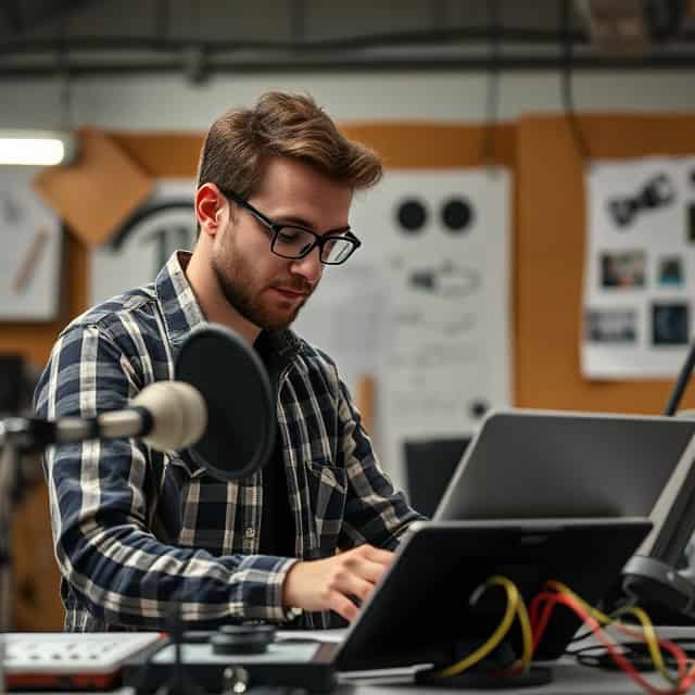 acoustic engineer consultant testing a system